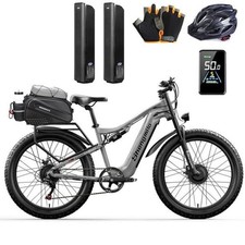  2 Batteries 26" Electric Bike Dual Motor 48V 17.5Ah Fat Tire E-Bike Off-Road