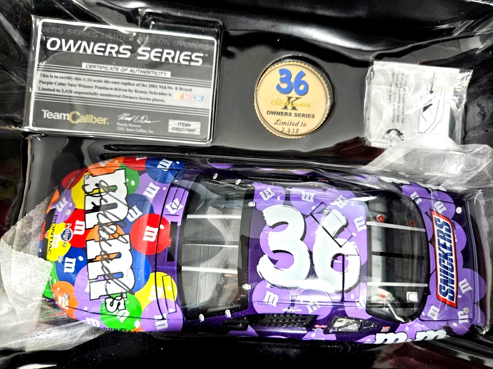 2002 Kenny Schrader #36 M&M Purple Color Vote Winner Autographed 1/24 Nascar - Image 2 of 4