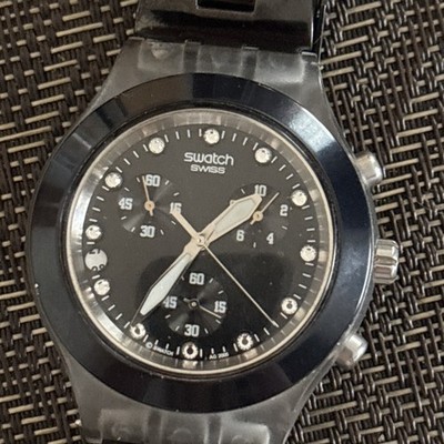 SWATCH+IRONY DIAPHANE CHRONO+SVCK4035G FULL BLOODED NIGHT+STEEL 