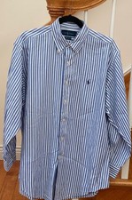 Ralph Lauren Men's Yarmouth Blue/White Stripes Button Down Shirt Sz 16 32/33
