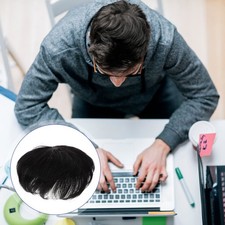 Male Wig Piece Overhead Replacement Block Men Bald Patch Hair Black 13x14 cm