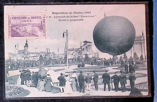 Rare CPA NANTES 104 Ascension du Ballon sphérique Exposition Gros plan