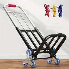 Stair Climbing Cart Heavy Duty Folding Hand Truck Dolly 242 lbs 6 Wheels + Ropes