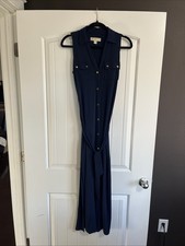 Michael Kors Navy Button Dress Small Capsule Wardrobe Minimalist Quiet Luxury 