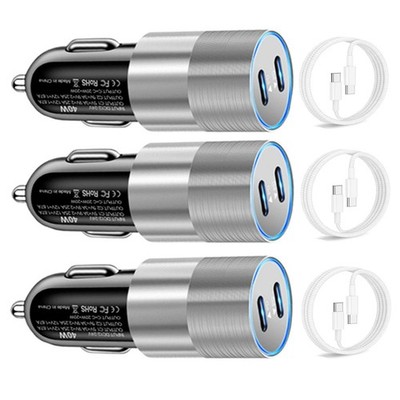 3Pack Fast Car Charger PD 40W USB C Type C Adapter Cord For iPhone 16 15 Pro Max