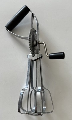 Vintage EKCO BEST Hand Crank Mixer Egg Beater Stainless Steel Black Handle USA