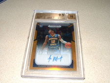2019-20 PRIZM DRAFT PICKS JA MORANT AUTO NEON ORANGE ROOKIE CARD #'D 4/5 BGS 9.5