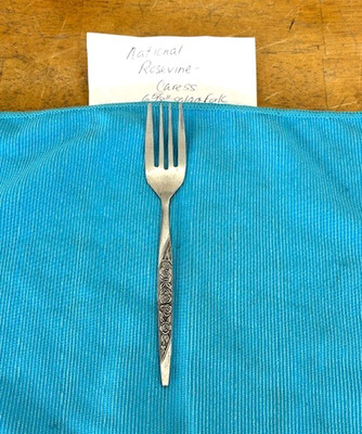 National CARESS Nasco ROSEVINE Floral Stainless Flatware Salad Fork 6-5/8'' VGUC