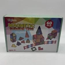Playbees Magnetic Tiles 60 Pcs - 3D Magnet Toys For Kids 3+, Building