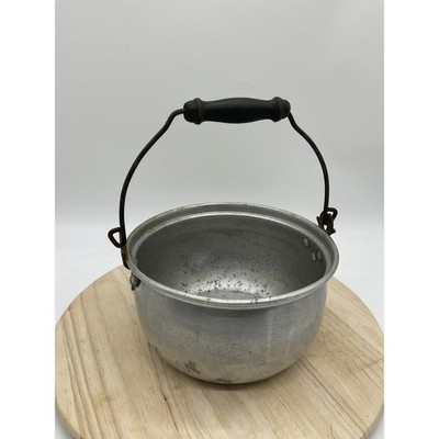 Vintage Aluminum Campfire Pot Kettle Bail Handle Rustic Primitive Cookware