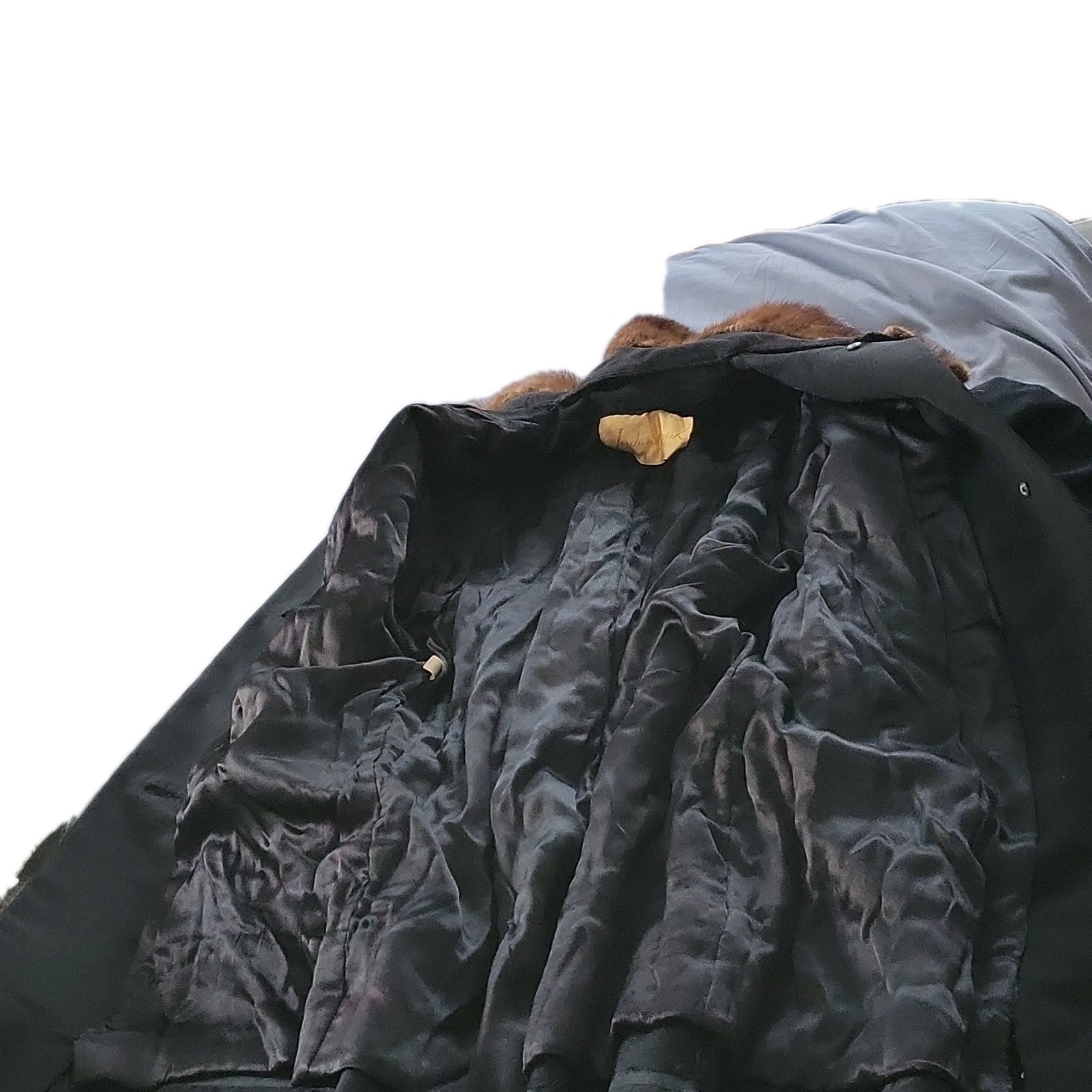 Jordan Marsh Vintage Black Coat with Brown Fur Collar Original thumbnail 2