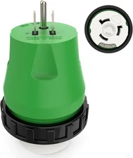 RVGUARD 50 Amp to 110 Volt RV Adapter Plug with Locking 15M/50F, Green 