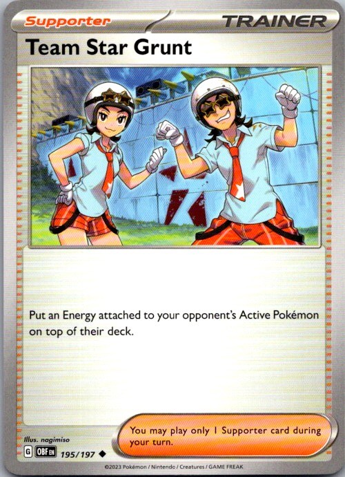 Team Star Grunt 195/197 Uncommon Obsidian Flames Pokemon Near Mint