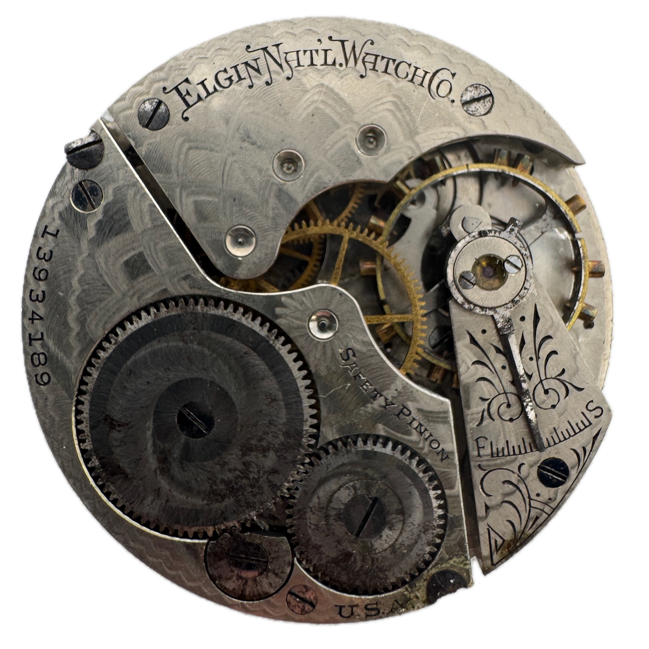 Antique 16s 1909 Elgin 7 Jewel Mechanical Pocket Watch Movement 291 USA