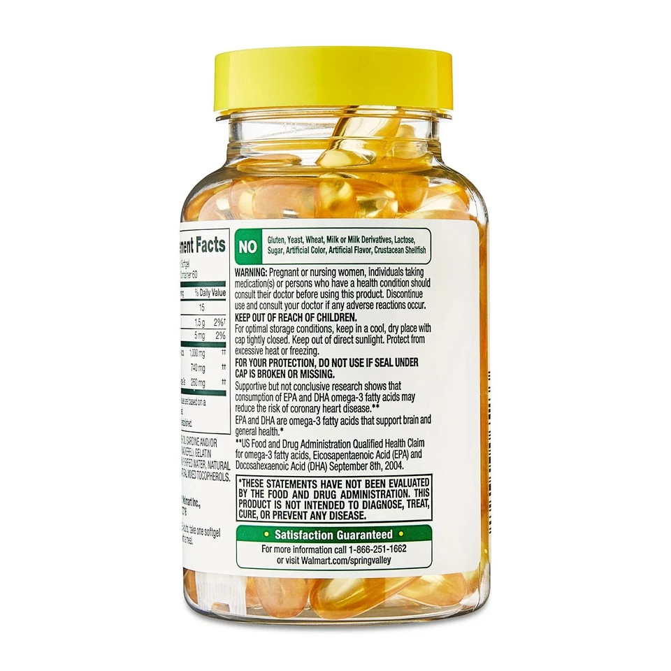 Spring Valley Proactive Support Omega-3 Fish Oil , 1000 mg, 60 Softgels - Image 4 of 4