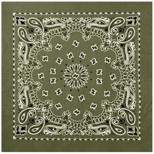 Rothco Jumbo Trainmen Paisley Bandana Cotton OD Green Headwrap Face Cover 27X27