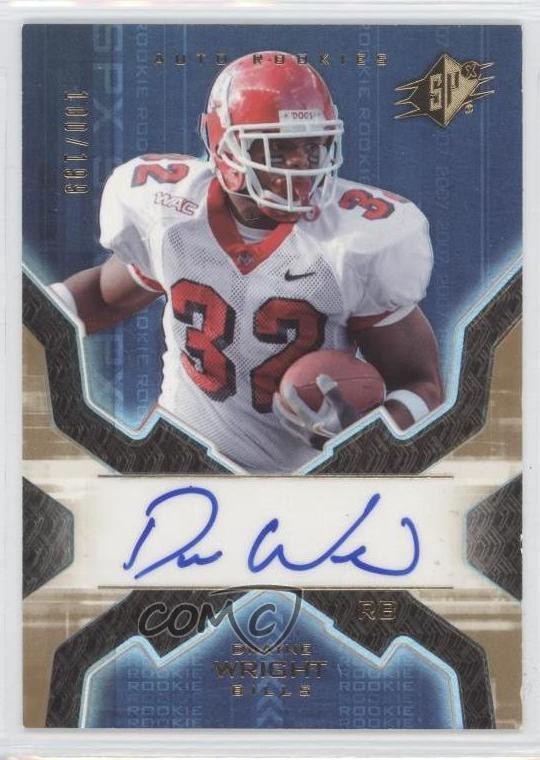 2007 SPx Auto Rookies Gold 100/199 Dwayne Wright #173 Rookie Auto RC 0b9