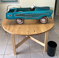 Wagonmaster Vintage Teal Metal Pedal Car Ride-On Toy White Wheel Red Wheels