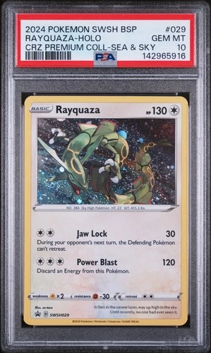 2024 POKEMON SWSH CROWN ZENITH PREMIUM COLLECTION #029 RAYQUAZA-HOLO PSA 10