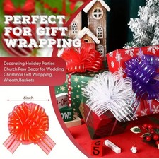 Bows EASY Pull 5" Size 12 PC 6 colors Christmas Gifts Large Ribbon Bow Wrapping
