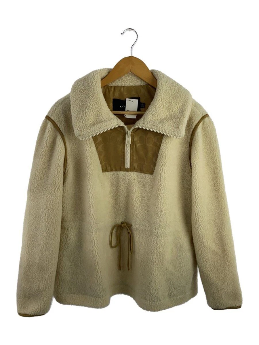 Giacca pile firmata COACH altra mezza zip S poliestere panna usata