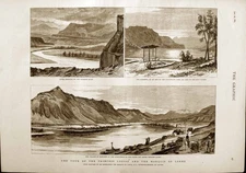 Original Old Antique Print 1883 Village Kamloops Princess Louise Schuswapp 19th