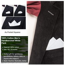12x Handkerchiefs Cotton Classic Hankies Large Men Hankerchief Hanky Pocket Gift