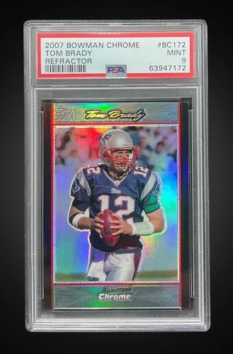 2007 bowman chrome #BC172 tom brady; base SP refractor PSA 9  — KEY TB12 —