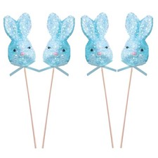 Easter Bunny Head Picks 4 Pack Blue Decorations, Garden Picks, Egg Hunt