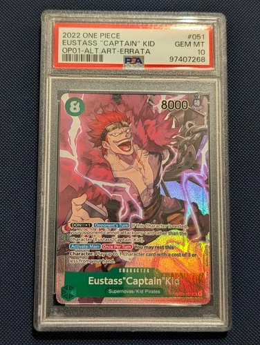 Eustass Captain Kid OP01-051 Alt Art Errata One Piece Romance Dawn - PSA 10