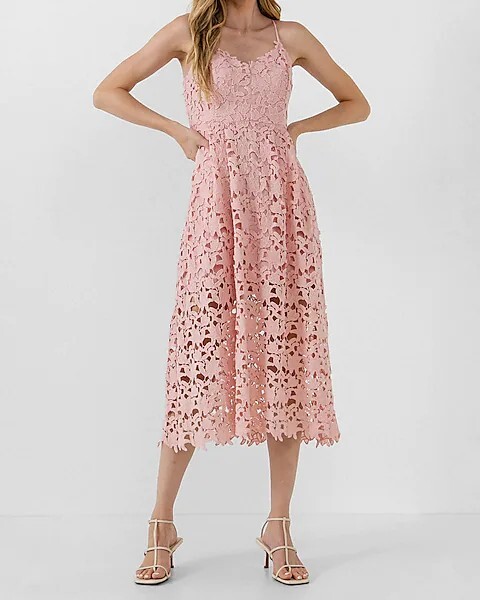 Express Lace Cami Midi Dress - Blush - Size S | eBay