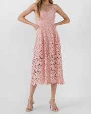 Express Lace Cami Midi Dress - Blush - Size S