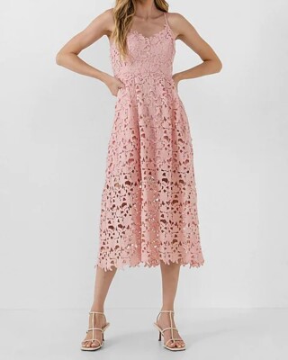 Express Lace Cami Midi Dress - Blush - Size S | eBay