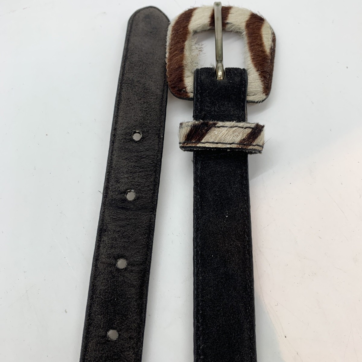 vtg Amiee Lynn suede belt Size M Black W Pony-style calfskin  display picture 1