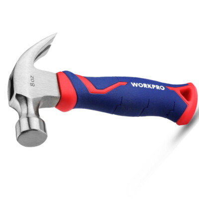 WORKPRO 8 oz Claw Hammer Forged Hardened Steel Heads with Fiberglass Handle NEW