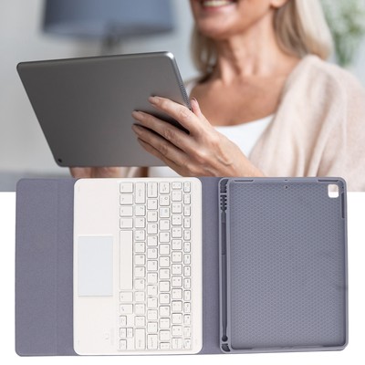 New Tablet Keyboard Trackpad Magnetic Auto Sleep Kickstand Pencil Holder Wireles