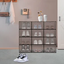 12PCS Shoe Storage Box Organizer Stackable Sneaker Display Case Container NEW