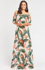 Show Me Your Mumu Hacienda Off The Shoulder Maxi Dress Paradise Found Chiffon XS
