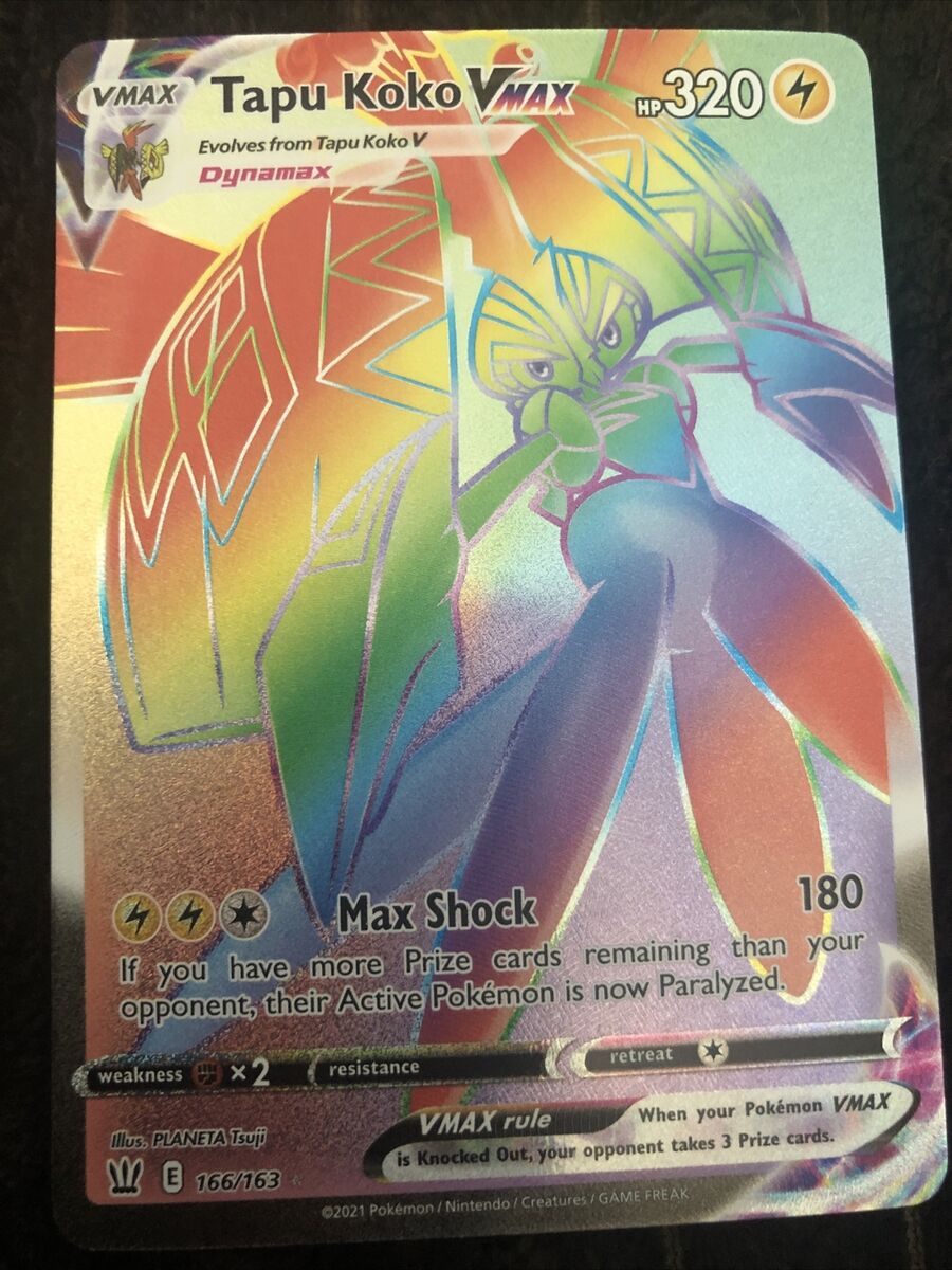 Pokemon Trading Card Game 166/163 Tapu Koko VMAX : Rare Rainbow Card :  SWSH-05 Battle Styles - Trading Card Games from Hills Cards UK