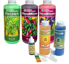 General Hydroponics GLCMBX0010 Flora Gro, Micro & Bloom 1 Quart with Ph Control