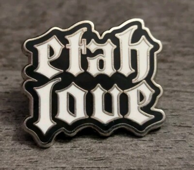 'Etah Love'' Heavy Metal Rock & Roll Goth Punk Design Black & White Lapel Pin