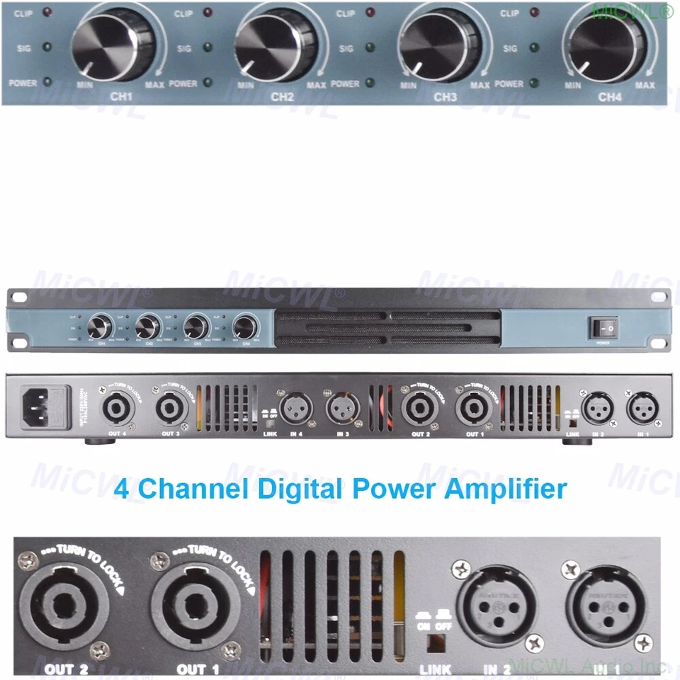 MiCWL 5200W Digital Power Amplifier 4 Channel Audio Speaker AMP Amplifier 2600W - Image 4 of 4
