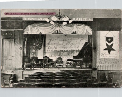 Philo Hall, Tri State College, Angola, Ind Vintage Postcard Wpc7