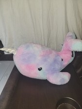 FAO Schwarz Glow Brights Narwhal Plush with Lights Sounds Purple Pink Blue