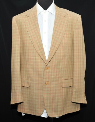 TOLLE VINTAGE DUNHILL FEIN KARIERTE BIEGE LEICHTE SOMMER BLAZER JACKE 43''