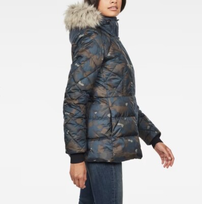 Womens G-Star Raw Whistler HDD Faux Fur Down TLR Coat Jacket Size 