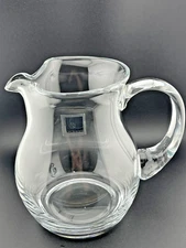 Circleware Clear Glass Pitcher Round Applied Handle Made In Turkey