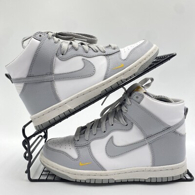 Nike Dunk High Grau Weiß Turnschuhe Größe UK 3,5 Damen Leder Fitnessstudio FD9773-001