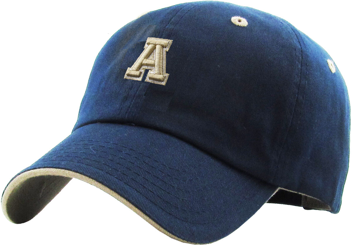 ABC Letter Embroidery INITIAL Navy Dad Hat Baseball Cap Adjustable