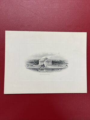 Jefferson Memorial Steel Engraving 6 x 8 American Security and Trust circa 1950s
